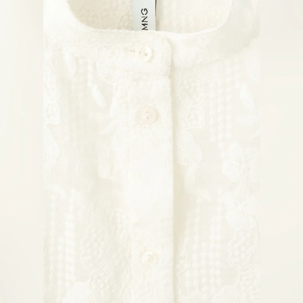 NWT MANGO Embroidered Lyocell Blouse in Ecru